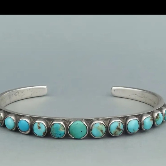 Silver and turquoise coloured stone bangle bracelet - OS - new - Picture 3 of 4
